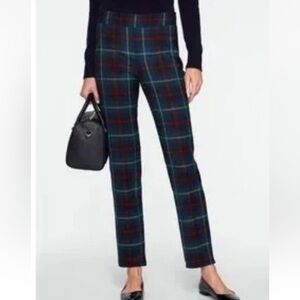 EUC Talbots Navy and Green Plaid Straight Leg Pants Sz 10